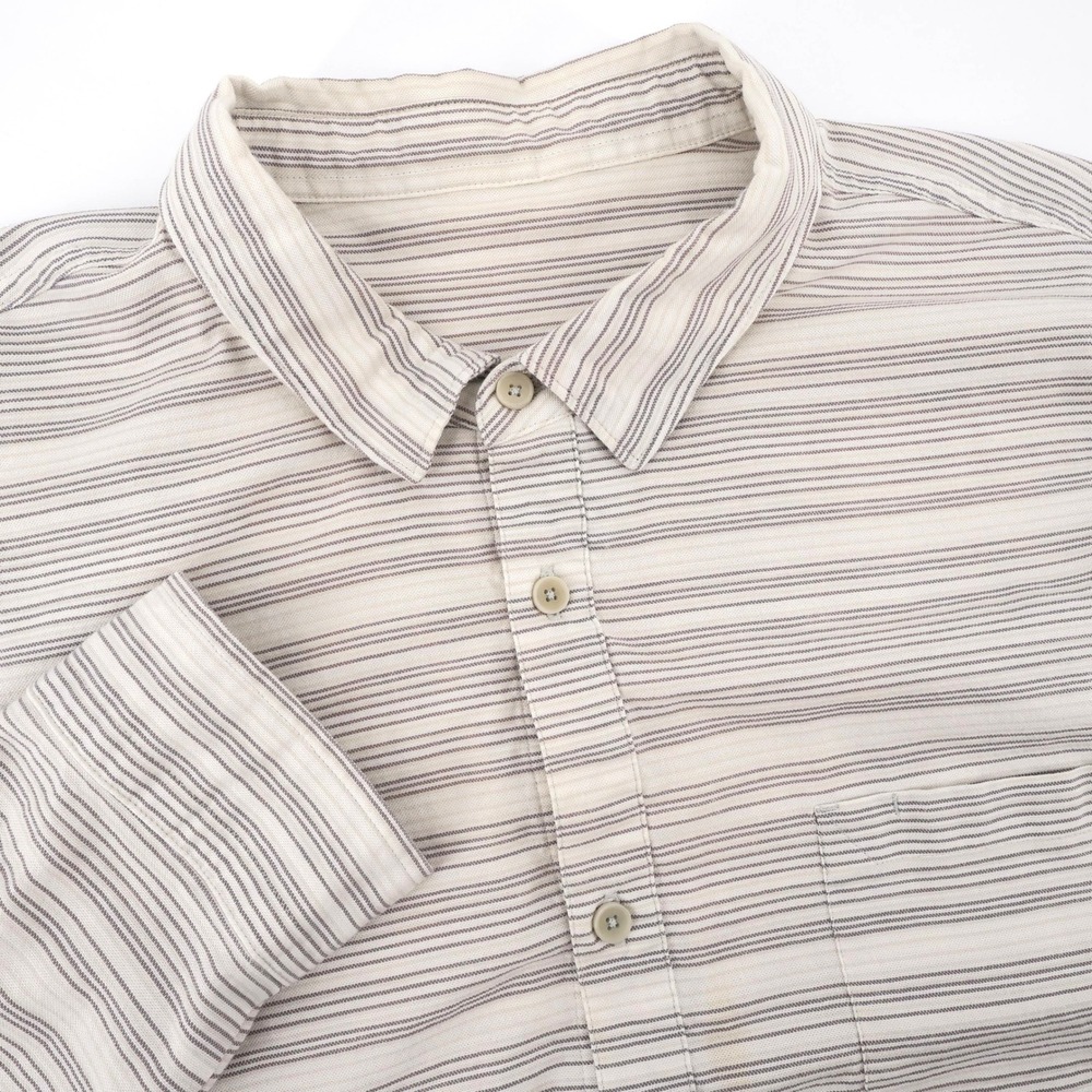 Lululemon Commission Striped Button Down Shirt White Grey Long Sleeve Fits XXL